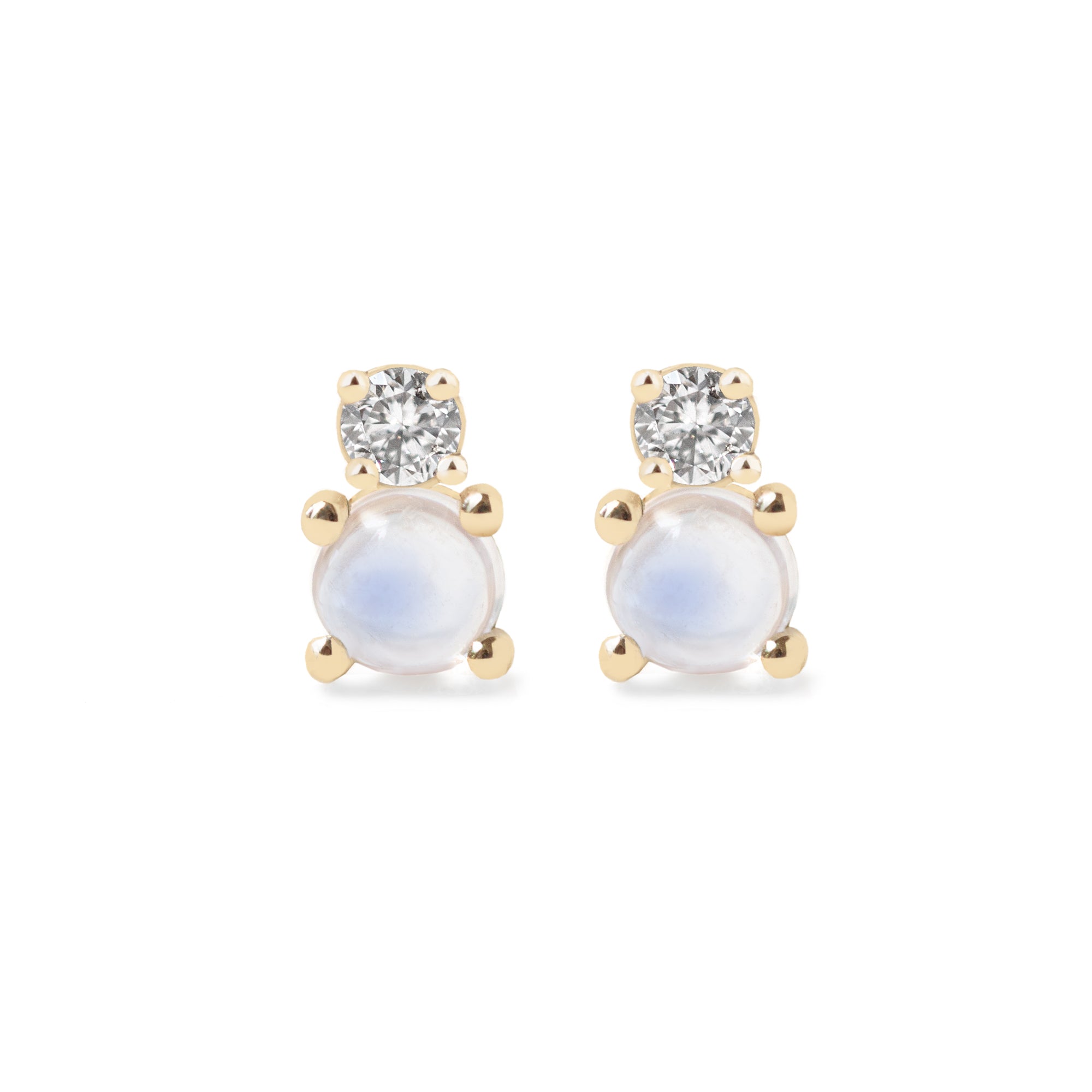 Add a playful touch to your everyday look with the Mini Moonstone Diamond Earrings. The magical moonstone and sparkly diamonds make these earrings perfect for any occasions. 