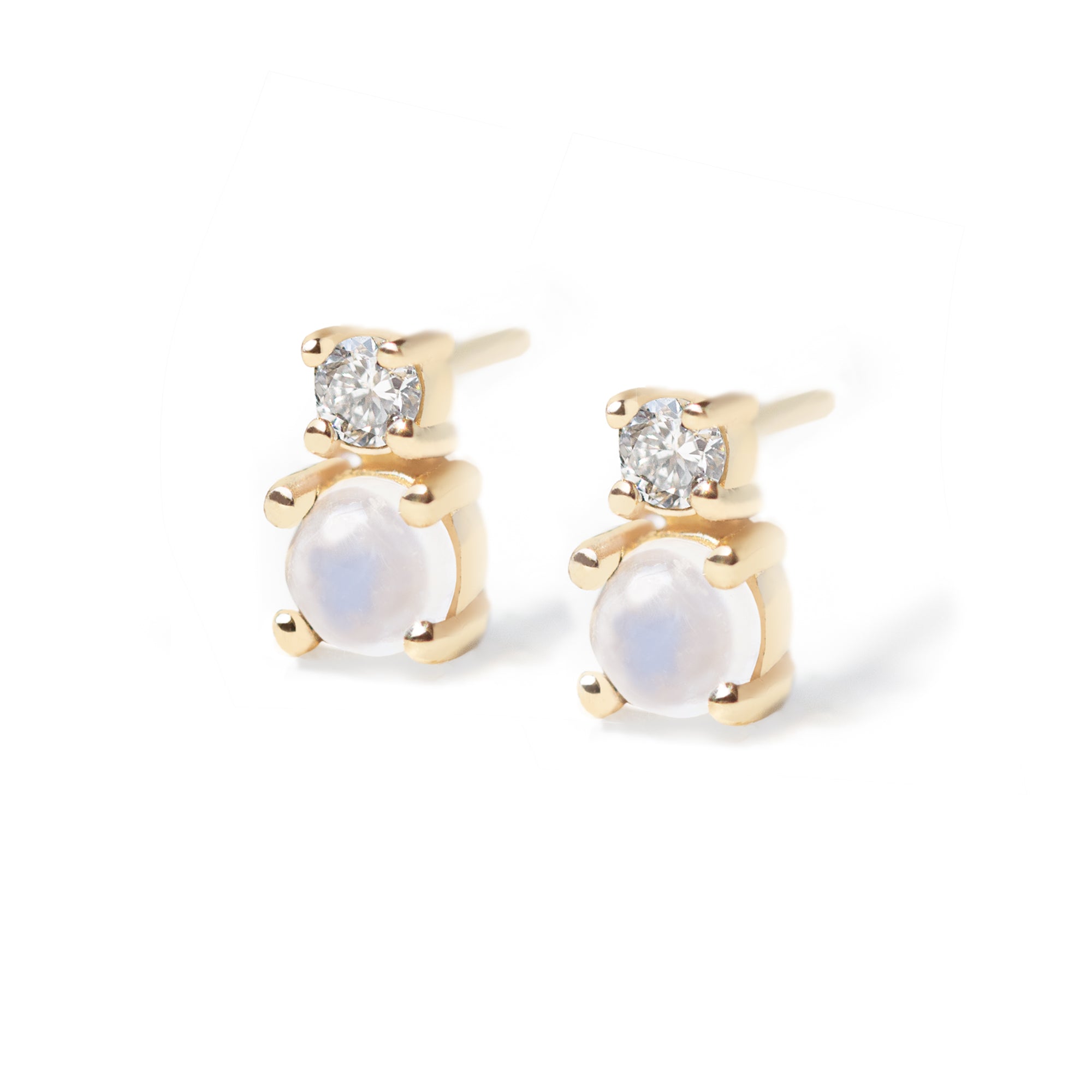 Add a playful touch to your everyday look with the Mini Moonstone Diamond Earrings. The magical moonstone and sparkly diamonds make these earrings perfect for any occasions. 