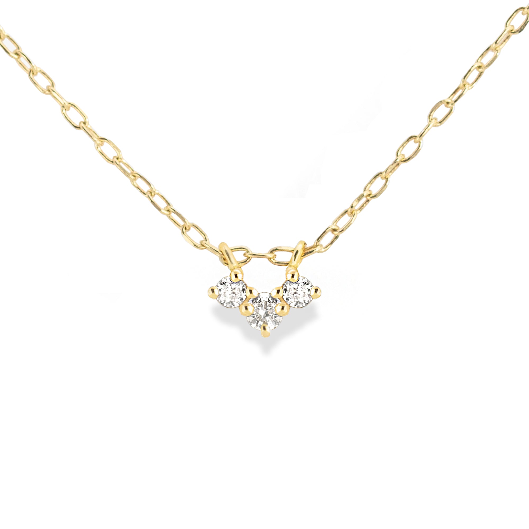Jamie Park Jewelry - Three Diamond Necklace Upgrade everyday looks with this classic dainty diamond necklace. Perfect for day or night, this piece is perfect for wearing on special occasions or adding a touch of sparkles to your everyday look.