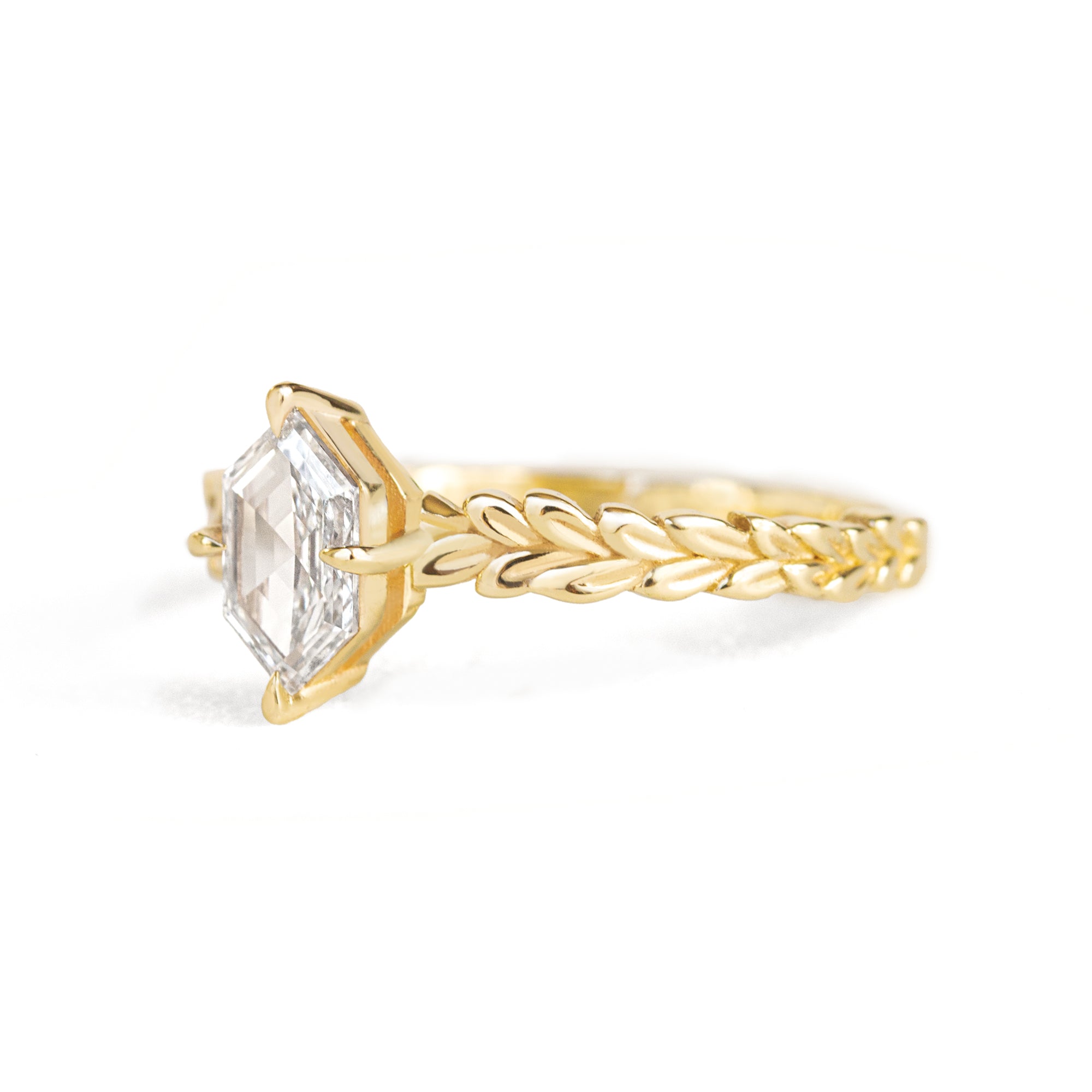 Jamie Park Jewelry | Meadow Dutch Marquise Diamond RingJamie Park Jewelry | Meadow Dutch Marquise Diamond Ring, Hexagon diamond, olive leaf band