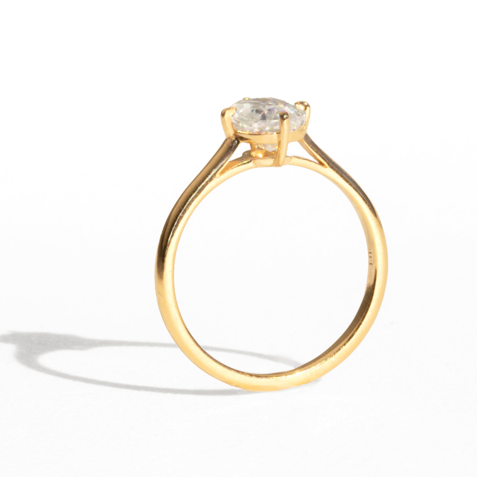 Jamie Park Jewelry| The Harper Ring features criss cut 2CT. moissanite. The criss cut looks larger than the actual carat weight while providing abundant sparkle. With its rounded-corner shape and the Harper's compass setting, this ring creates the mood of an antique-meets-modern look. It's an ideal choice for engagements, milestone celebrations, birthdays, and anniversaries.