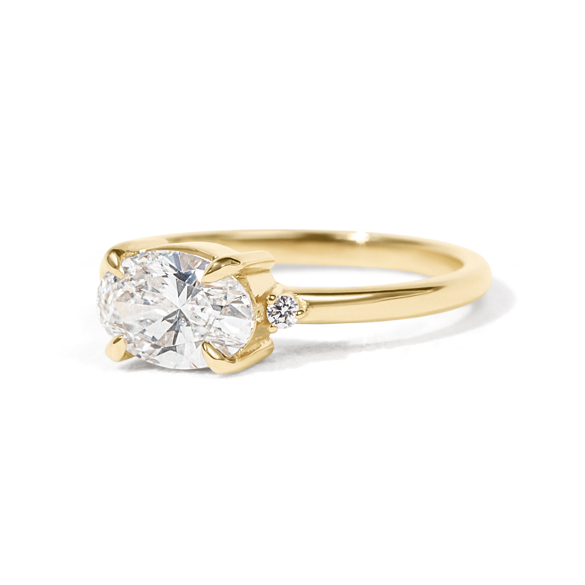 Ella 1ct East-West Oval Ring-The best-selling Ella Ring has an east-west oval setting that features an oval center diamond or moissanite. Crafted with a timeless and modern style, this ring makes for the perfect engagement ring or anniversary gift. More carat and color/clarity options are available. Contact us for more information.