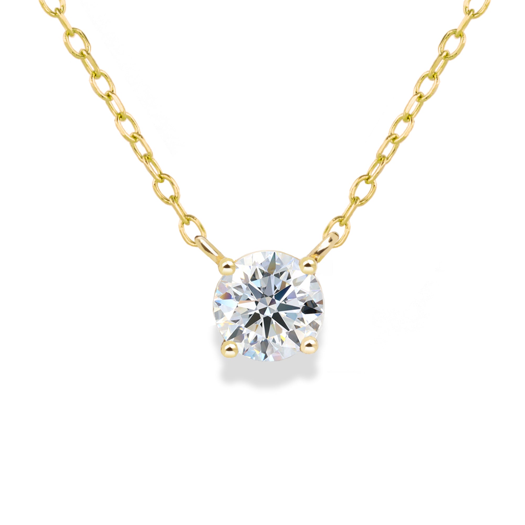 Jamie Park Jewelry - Round Diamond Solitaire Necklace This Round Diamond Solitaire Necklace features a sparkling lab diamond, set in a classic four prong design. With each diamond certified by IGI, this necklace makes for a timeless and cherished gift, perfect for any special occasion. Add a touch of elegance to any outfit with this beautiful piece. Chain length 16-18" 
