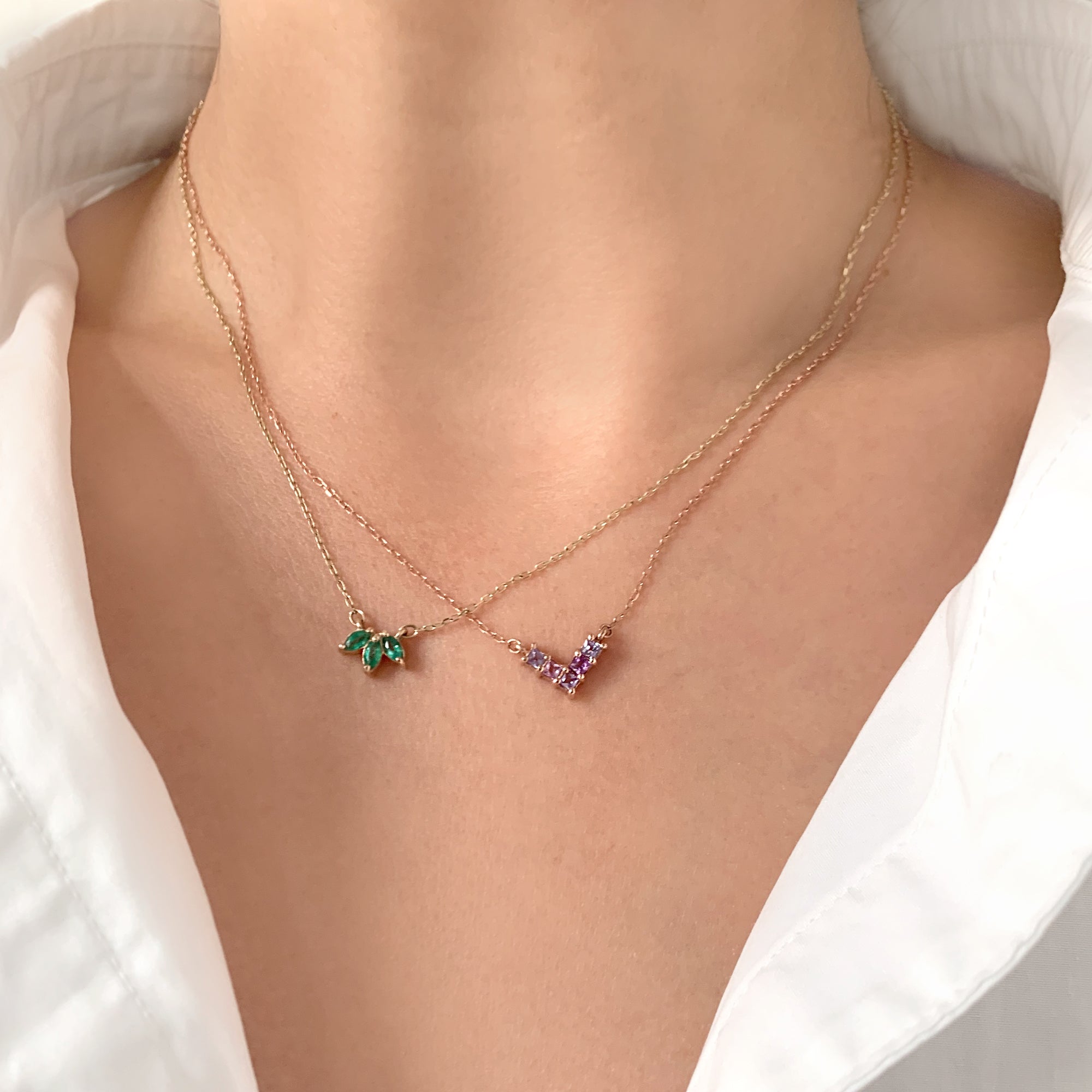 Emerald Trio Necklace by Jamie Park Jewelry