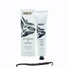 Shea butter hand and body crème with packaging labeled 'Bourbon & Vanilla' by Formulary 55 on a white background.