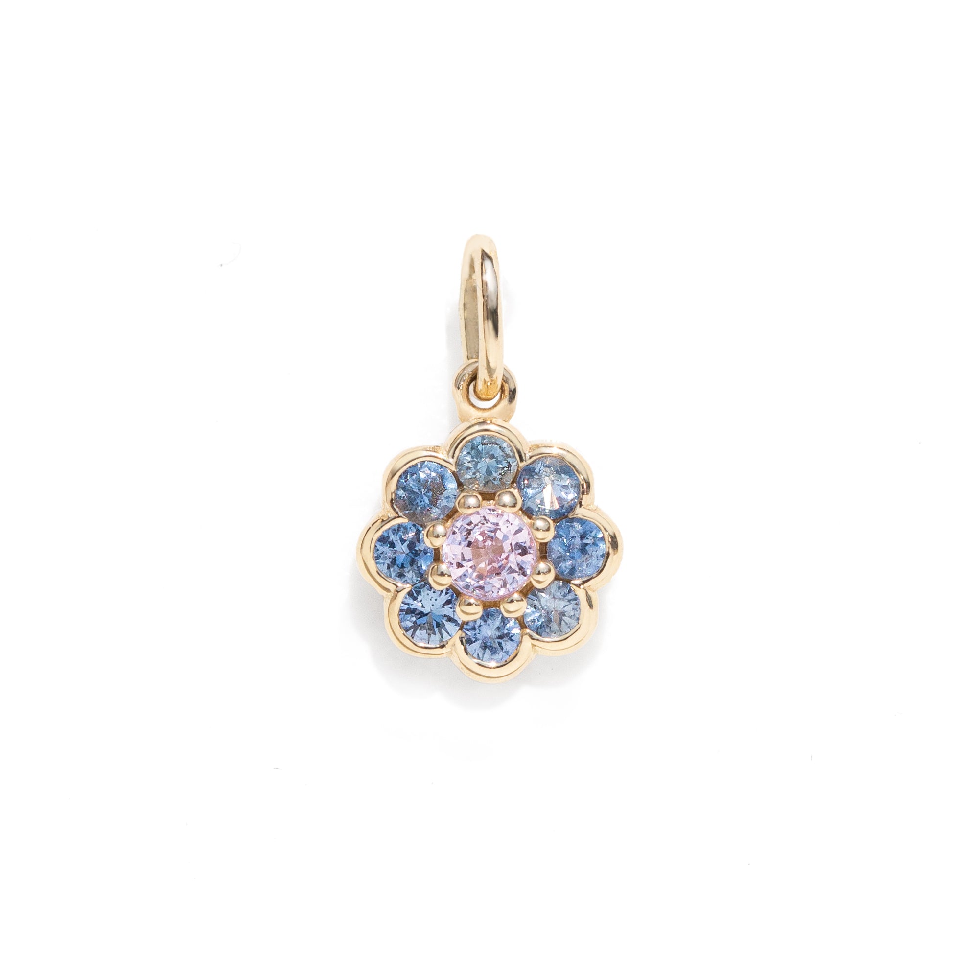 A gemstone pendant against a white background