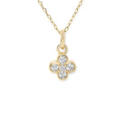 Gold necklace with a diamond-flower pendant on a white background