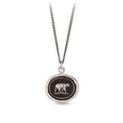 Silver pendant necklace on a white background