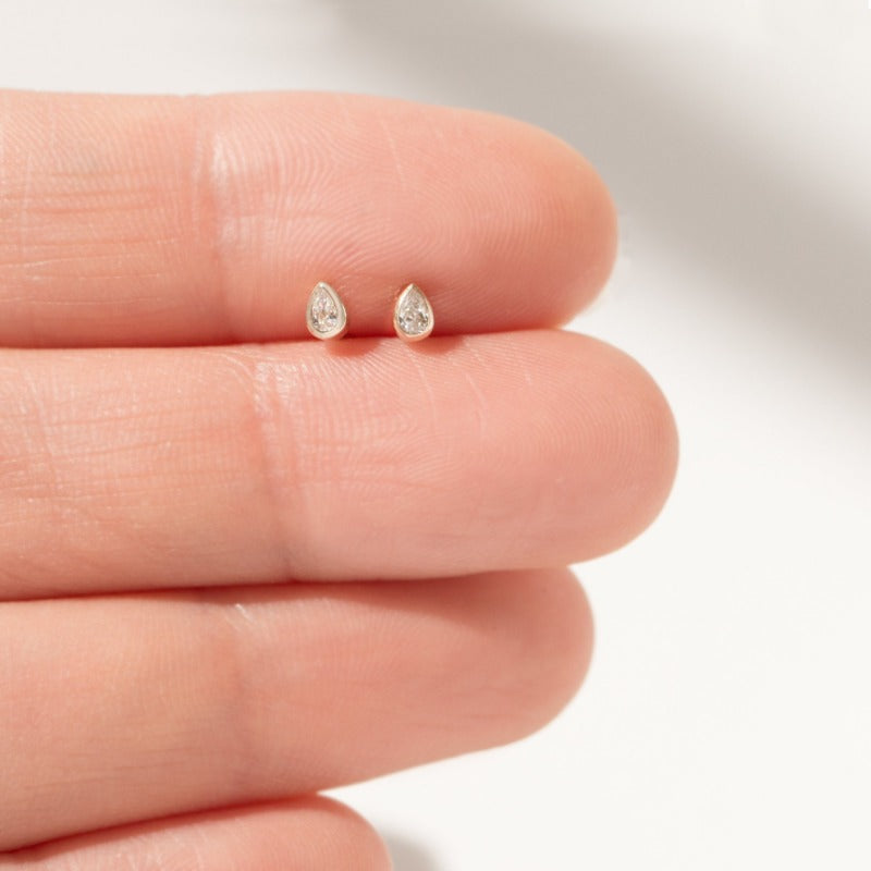 0.1 CT Pear Cut Diamond Stud Earrings